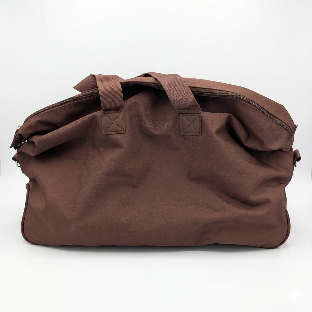 Calvin Klein Large Brown Duffel Bag Nylon Travel Weekend Overnight Carryall Gym